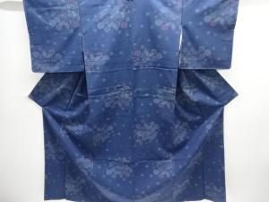 未使用品　扇に蝶・花模様手織り紬着物